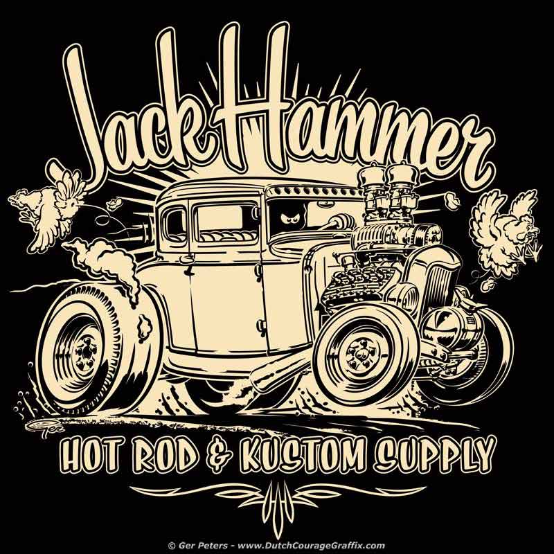 The new JackHammer Hot Rod Kustom Supply Tshirt hot off the press grab